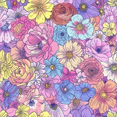 Gardinen Energetic Springtime Hand-Drawn Floral Pattern © Tadeusz