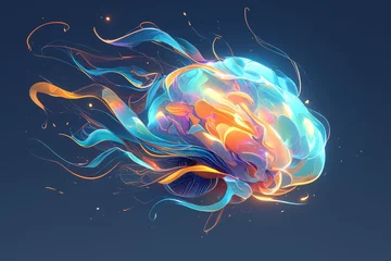 Abwaschbare Fototapete Fraktale Wellen An artistic representation of the human brain with vibrant colors, representing creativity and intelligence. 
