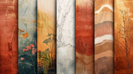 split background design inspired by organic textures, using earthy tones of terracotta and ochre.