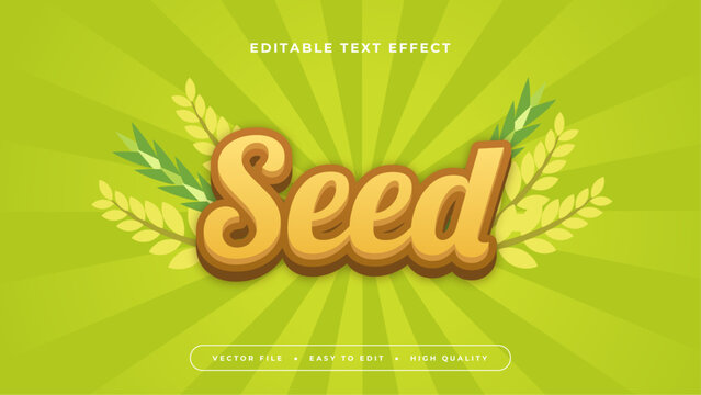 Yellow orange and green seed 3d editable text effect - font style