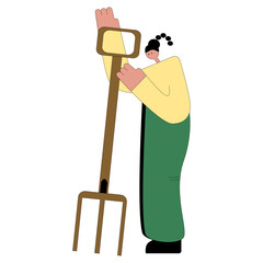 Gardener working garden flat vector isolated illustration. Agricultural working people tending garden.