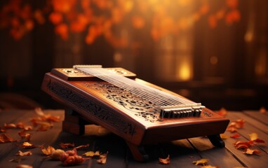 Classic Zither for Musical Enthusiasts - obrazy, fototapety, plakaty