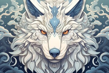 a white wolf with blue eyes