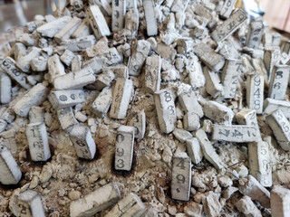 Burned lucky number incense sticks for lotto in the Thai temple