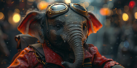 Steampunk Adventurer Elephant Ready For Epic Journey - Banner - obrazy, fototapety, plakaty