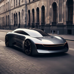 A sleek and modern electric car. 