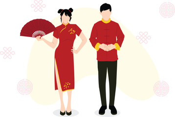 couple with chinese traditional cloth
