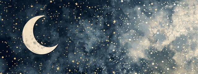 split background featuring a celestial theme, using shades of midnight blue and soft silver. - obrazy, fototapety, plakaty