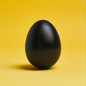 black egg on a yellow background.