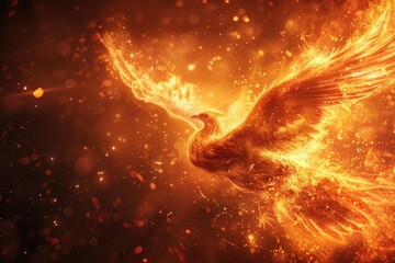 Phoenix burning in the fire. Phoenix in the fire. Generative Ai