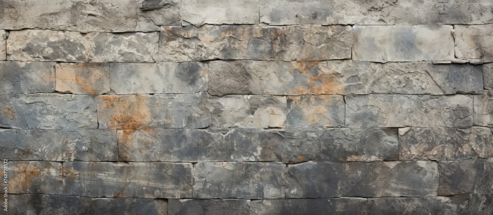 Aufkleber detailed close-up of a weathered stone wall covered in rust, showing a textured background and patte