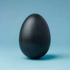 black egg on blue background.