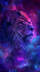 Leo zodiac in space with a Nebula
