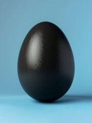black egg on blue background.