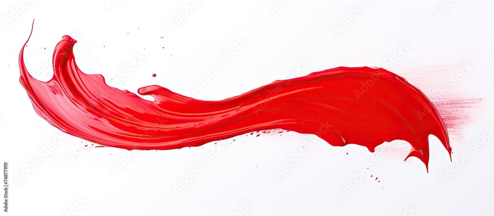 Aufkleber a close-up view of a bright red paint smear blending on a clean white background