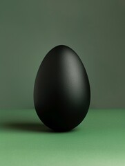 black egg on green background.