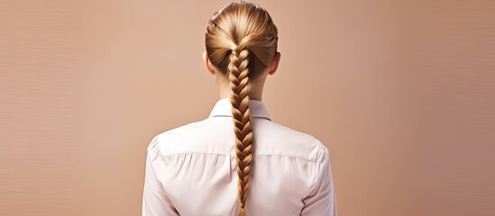 A woman possessing an elongated plait in her hair showcasing a trendy hairstyle that adds chic vibes to her appearance - obrazy, fototapety, plakaty