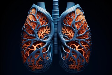 a blue and orange human lungs