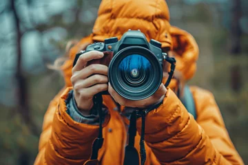 Fototapeten Professional Photography of a Travel Vlogger Exploring a Picturesque Destination, Generative AI © Giantdesign