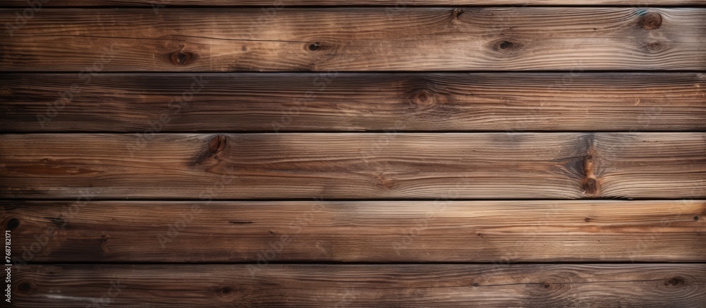 Poster detail shot showcasing a wooden wall constructed with an abundance of individual wood boards creatin