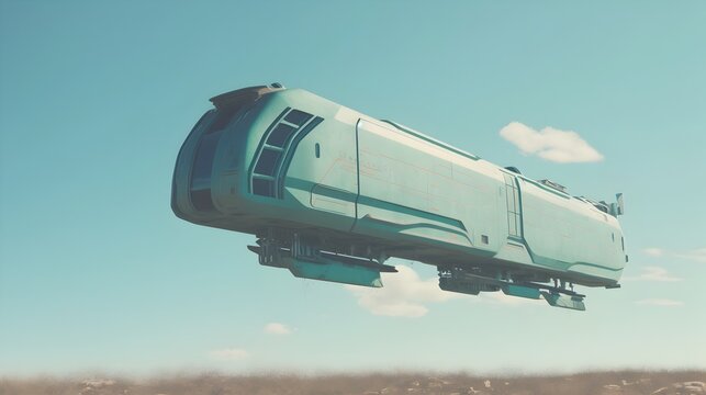 Futuristic Hover-Train Gliding Through Vibrant Sky in Cutting-Edge Digital Painting