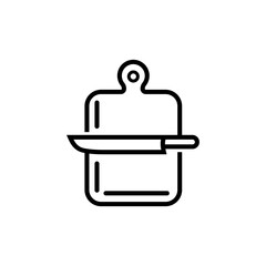 Cutting board with knife line icon, outline vector sign, linear pictogram isolated on white. logo illustration