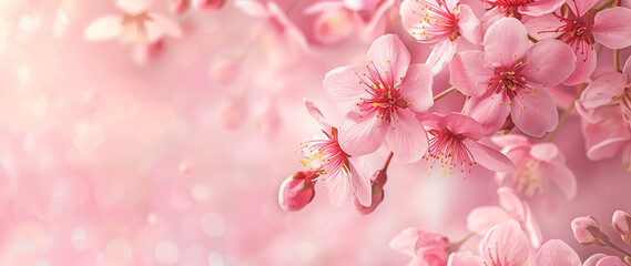 Cherry blossom background. Pink sakura flowers. Beautiful spring blossom.
