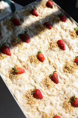 Ramadan Dessert Gullac - Close-Up Shot on Table.
This captivating close-up shot showcases a delectable serving of Gullac, a traditional Turkish dessert typically enjoyed during Ramadan. 