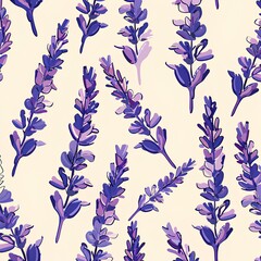 Lavande pattern on purple background, spring floral cover, textile print . AI generation