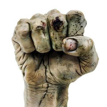 Zombie Monster Fist on Transparent Background - Horror and Halloween Concept