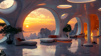 Immersive Futuristic Office Photography: Detailed and Realistic Depiction of Tomorrow's Workspace