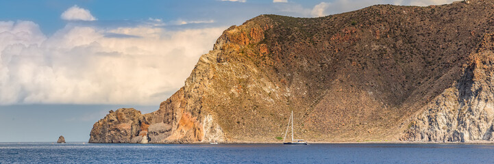 Taormina in Italy. Web banner with copy space
