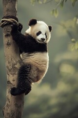 Panda Bear Sitting in Tree