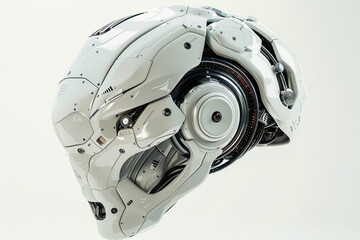 Isolated futuristic robot head