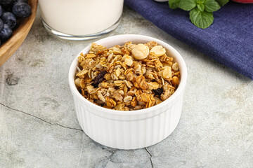 Granola museli cereal for breakfast
