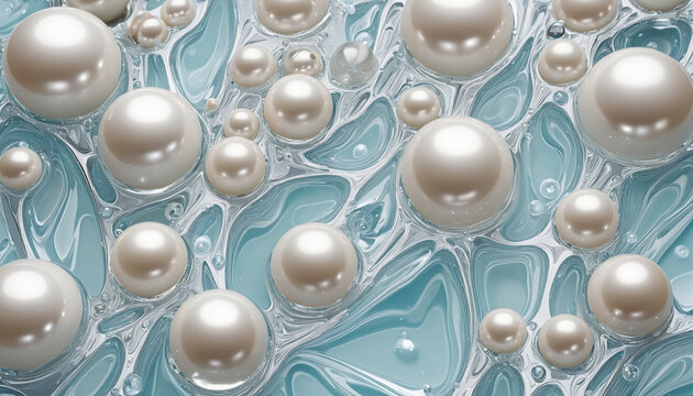dripping liquid pearls frozen in an abstract futuristic 3d texture isolated on a transparent background,   colorful background