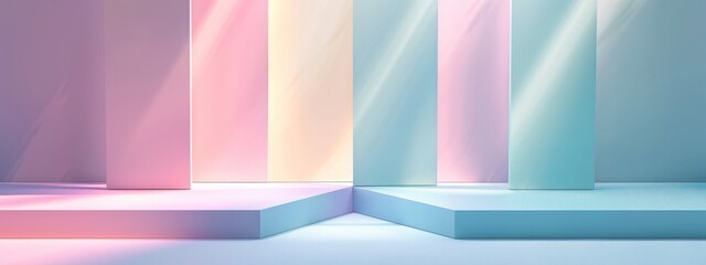 split background with horizontal divisions, featuring pastel tones of lavender and baby blue.