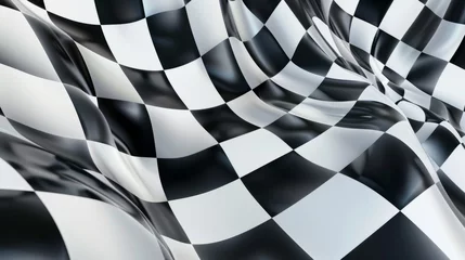 Türaufkleber Checkered background with distorted squares. Abstract banner with distortion. Chess pattern. Chessboard surface. © Emil