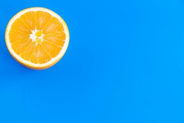 orange on blue background