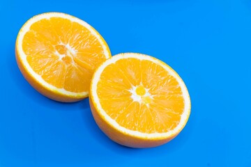 orange on blue background