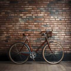 Vintage bicycle against a brick wall. 