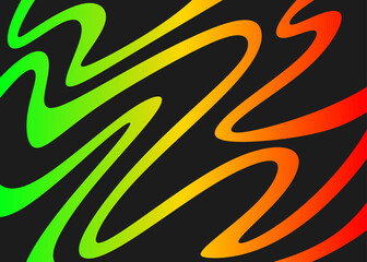 Abstract background with gradient wavy lines pattern and with Rastafari color theme