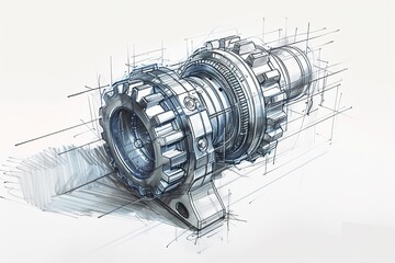 the drawing of a car engine