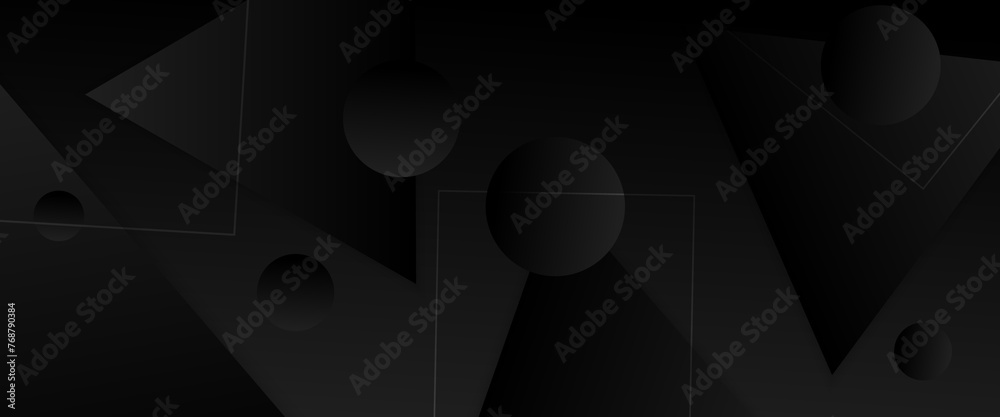 Wall mural black abstract banner with shapes. for business banner, formal backdrop, prestigious voucher, luxe i