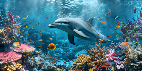 Fototapeta na wymiar Wildlife and Ocean Preservation Vision, Sealife concept