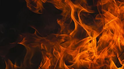 Fotobehang Fire flames texture, fiery background or screensaver. © Elena
