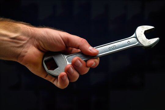 hand holding wrench