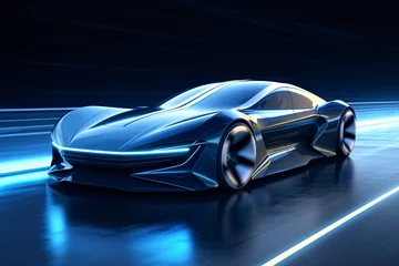 Gardinen a futuristic silver sports car © Georgeta