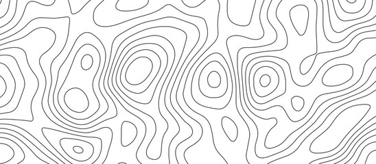 Abstract topographic map patterns, topography line map. The black on white contours topography stylized height of the lines. cotour map and line terrain path. Linear graphics. Vector illustration.