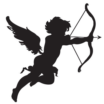 Cupid, Love, Valentine's, Cupid Silhouette, Cupid Vector, Black Silhouette Image